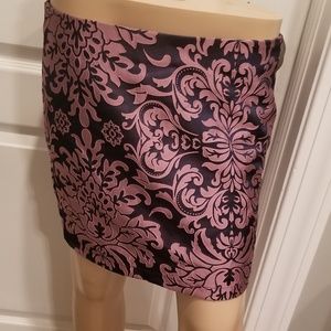 Navy and pink embroidered mini-skirt